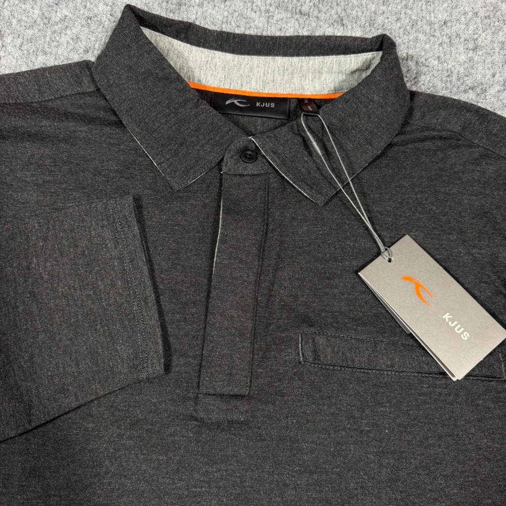 KJUS Inverness Polo LS Long Sleeve Men 54 XL Grey Cashmere Blend Performance NWT